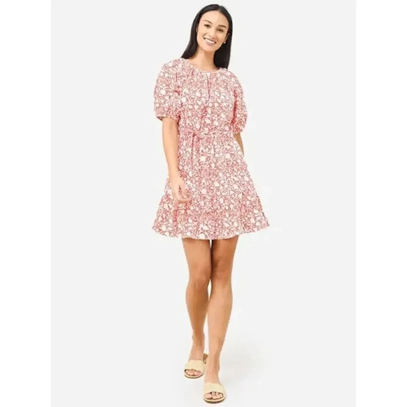 Oliphant Crew Neck Short Puff Sleeve Mini Dress Size Small 0559H - Picture 1 of 12